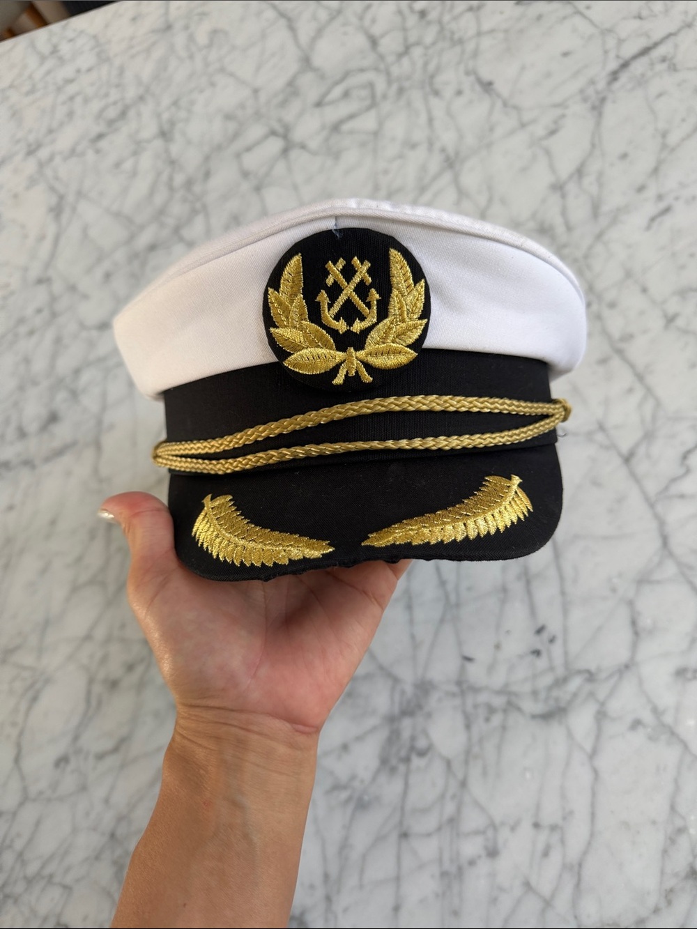 Nautical Captain's Hat Gold Embroidery - White & Black OS Spirit